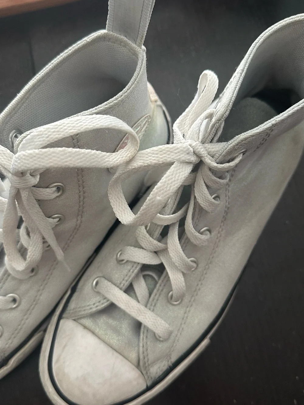Converse High-Top Sneakers in Light Gray and White